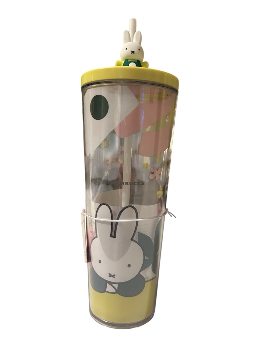Starbucks Yellow & Pink Miffy Bunny Tumbler with Figurine Lid